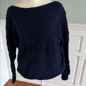 Ralph Lauren Off-Shoulder Navy Sweater